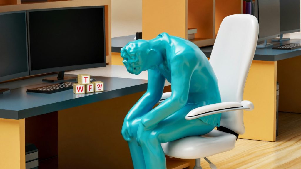 Persona triste in ufficio